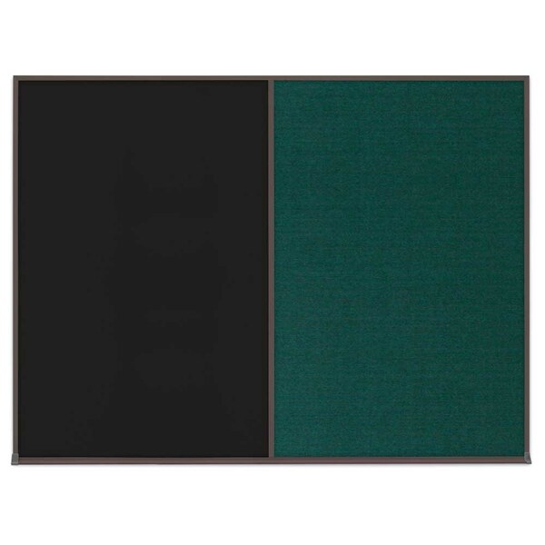 United Visual Products Double Door Radius Corkboard, 42"X32", B UV80025-BLACK-BUFF - main